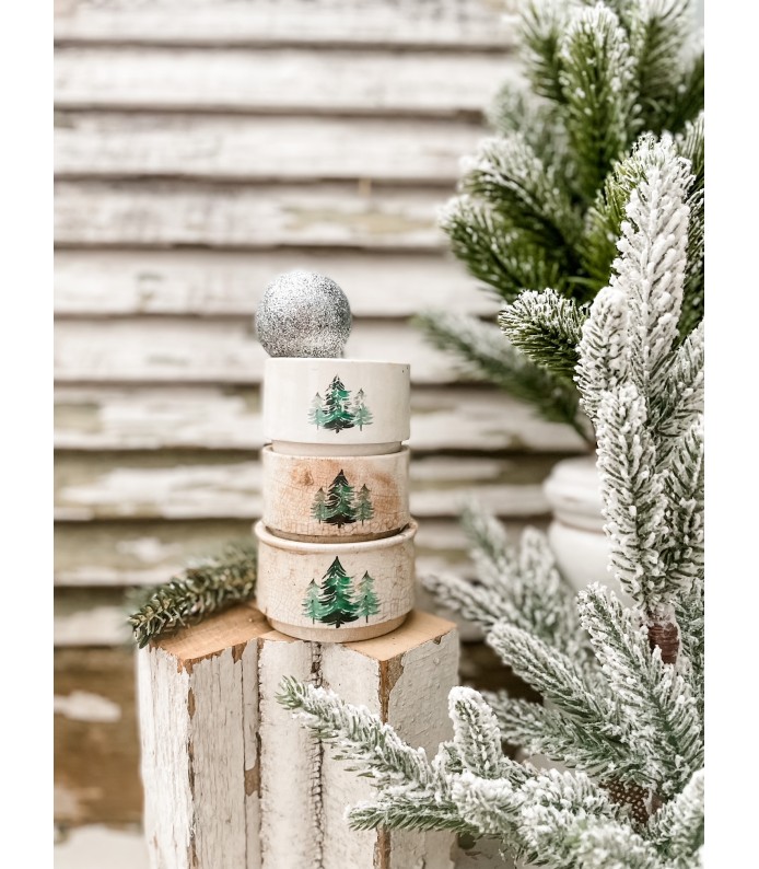 Antique English- Chunky Ironstone riser w/ Tree decal transfers -  Holiday